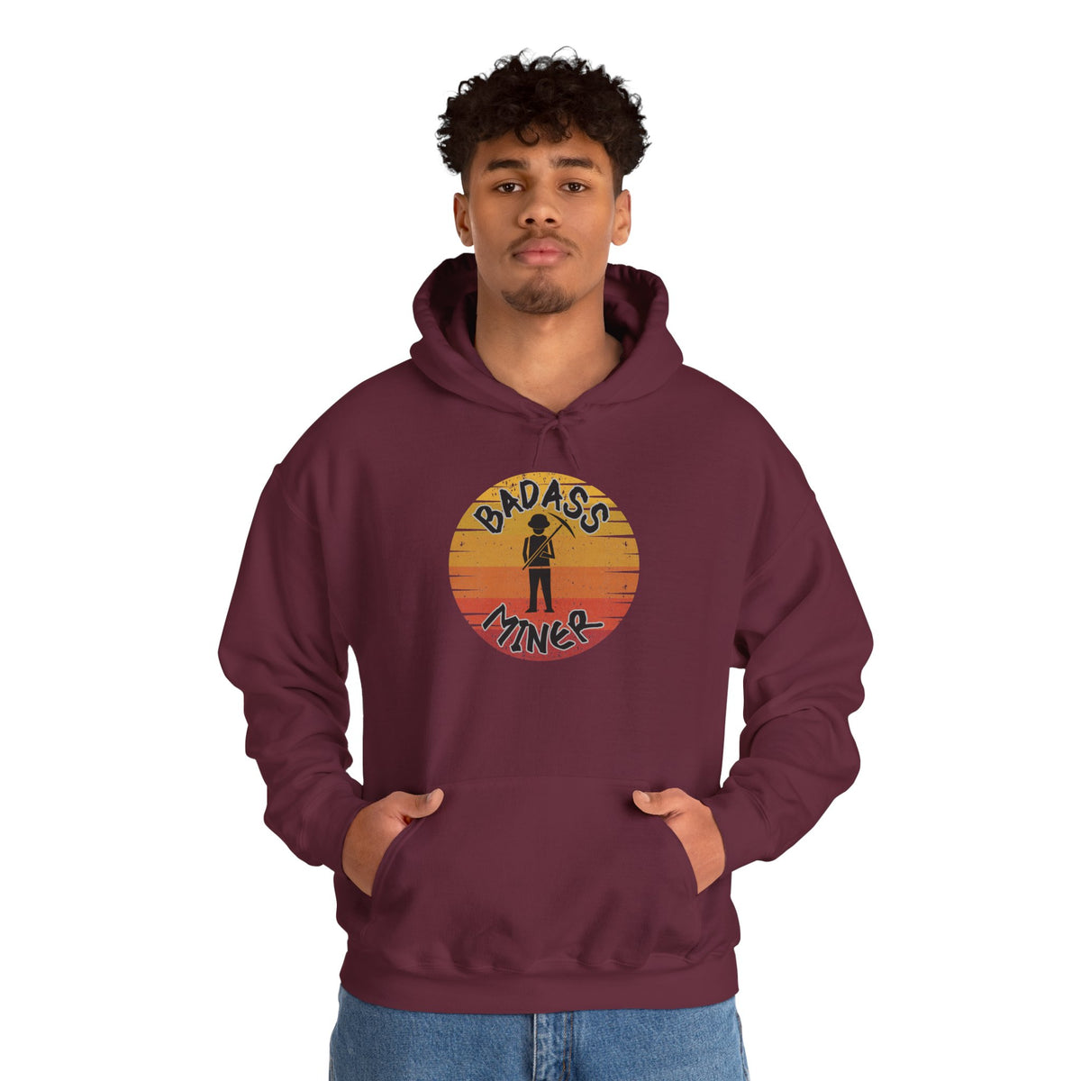 Badass Miner Rock Hammer Sunset Hoodie Unisex Hooded Sweatshirt