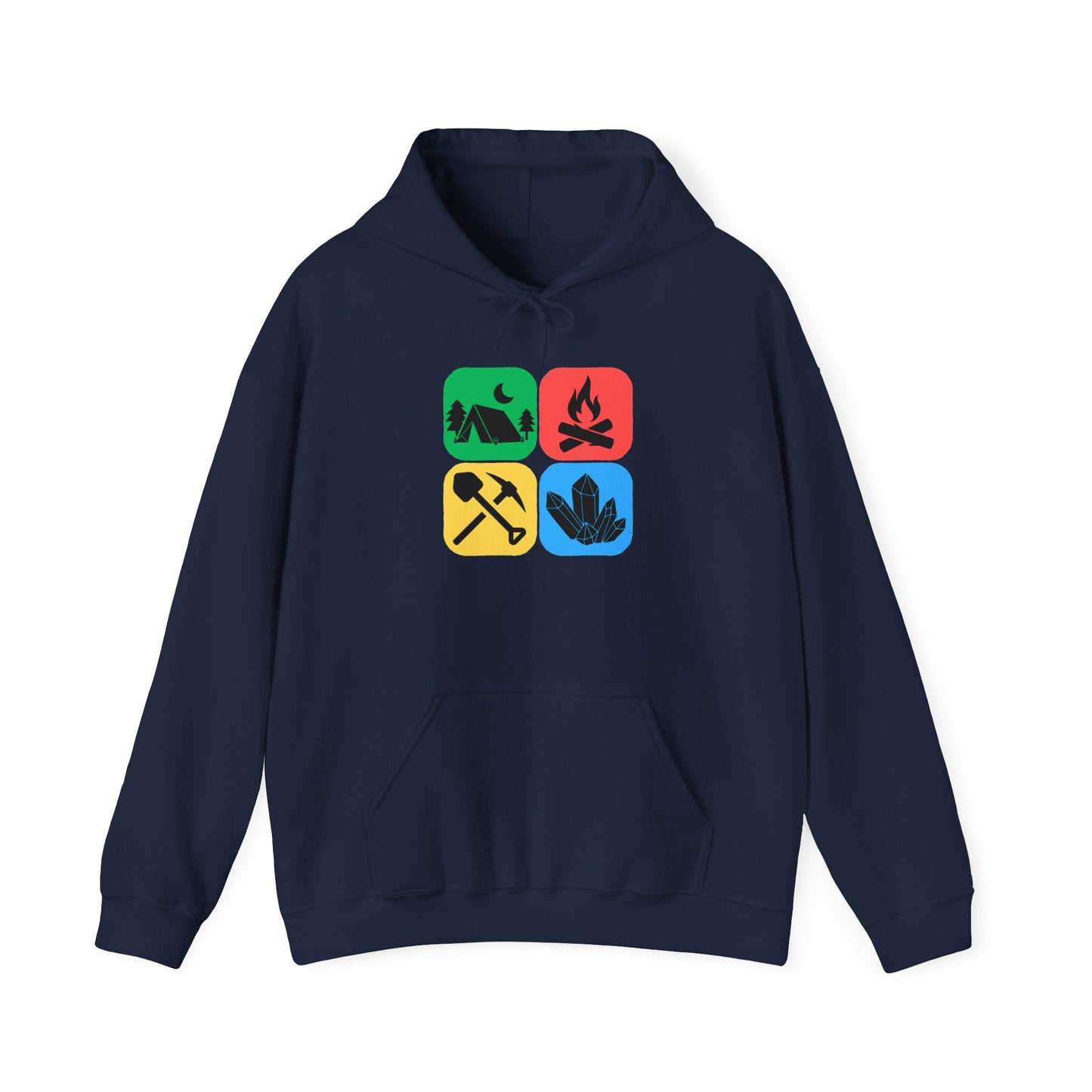 Color Block Icon Rockhound Hoodie Camping Adventure Unisex Hooded Sweatshirt
