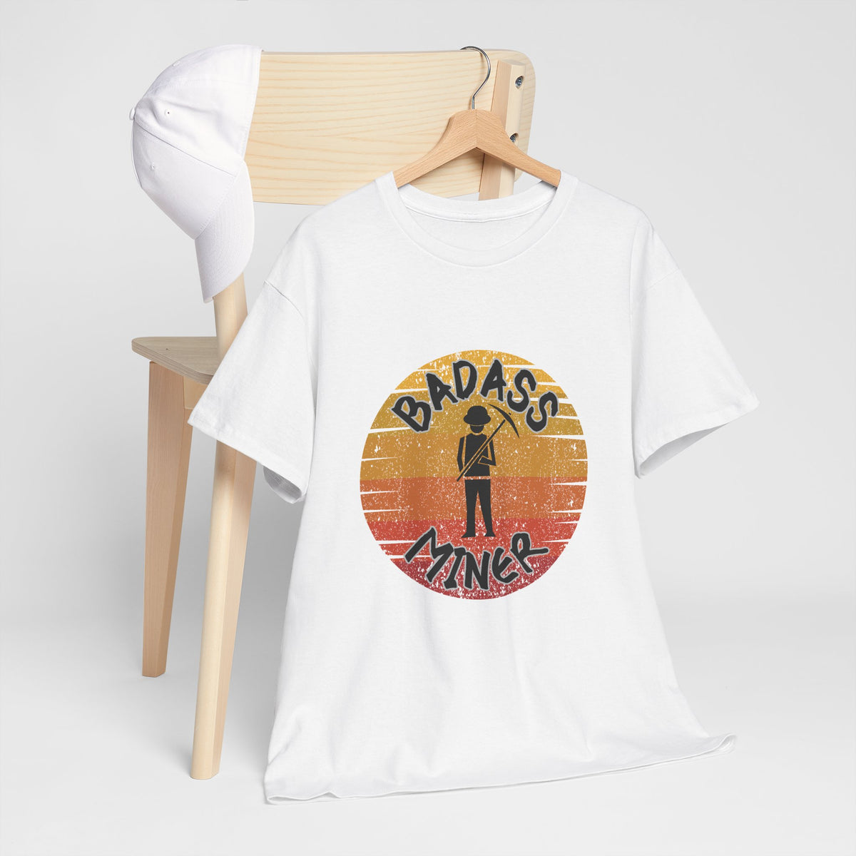 Badass Miner Rock Hammer Sunset Unisex Cotton Tee