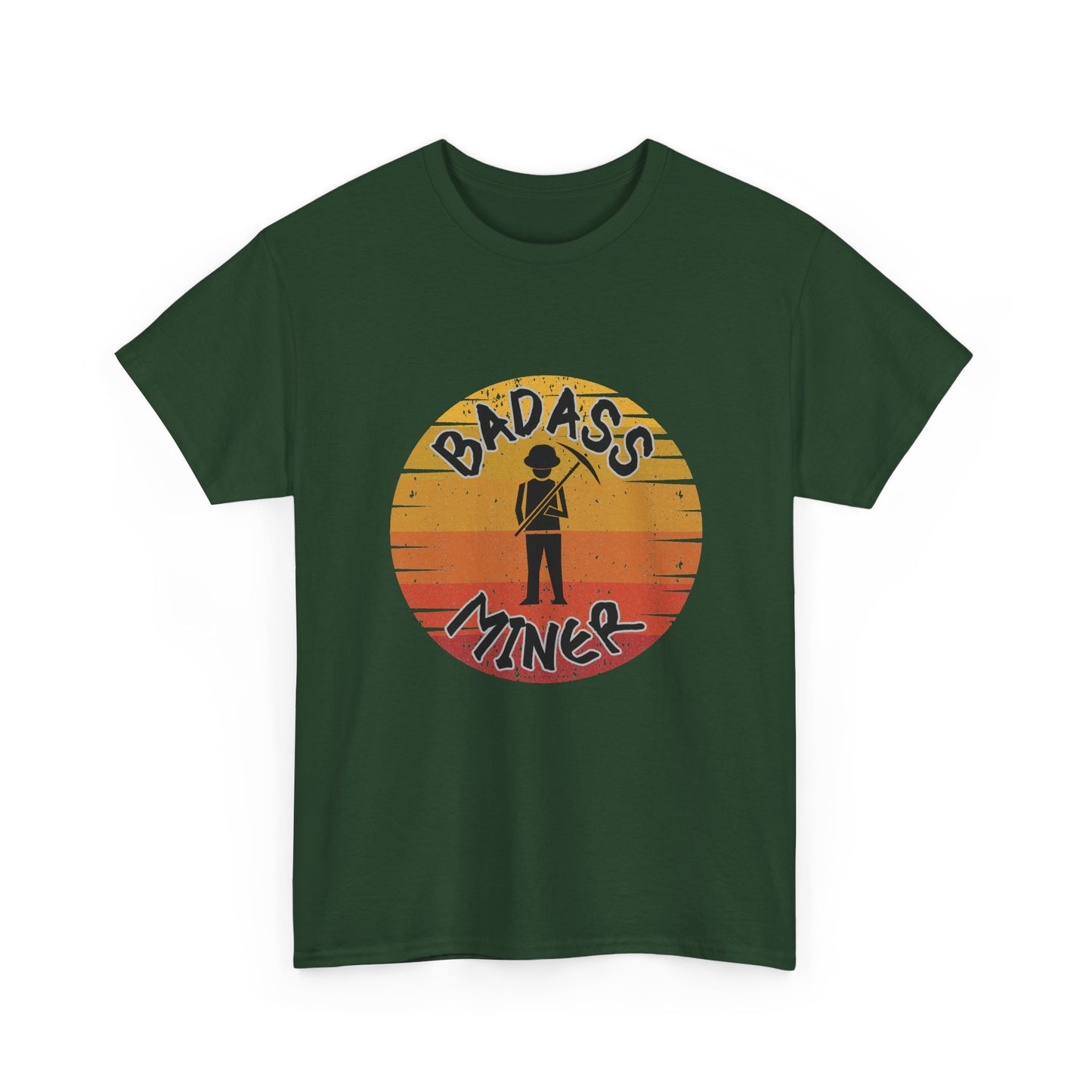 Badass Miner Rock Hammer Sunset Unisex Cotton Tee