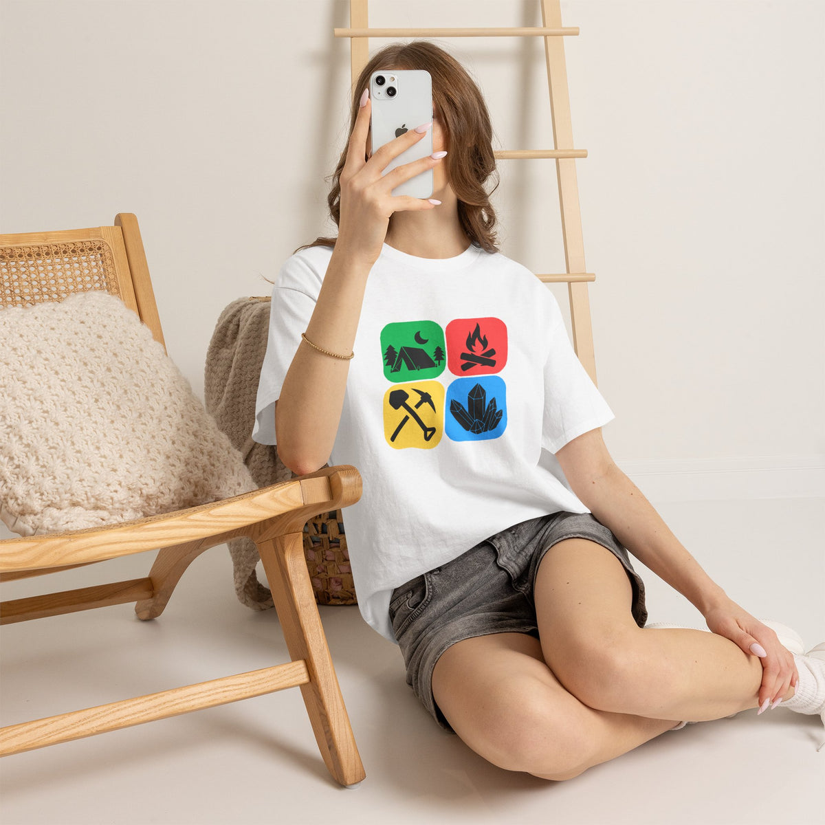 Color Block Icon Rockhound Camping Adventure Unisex Tee
