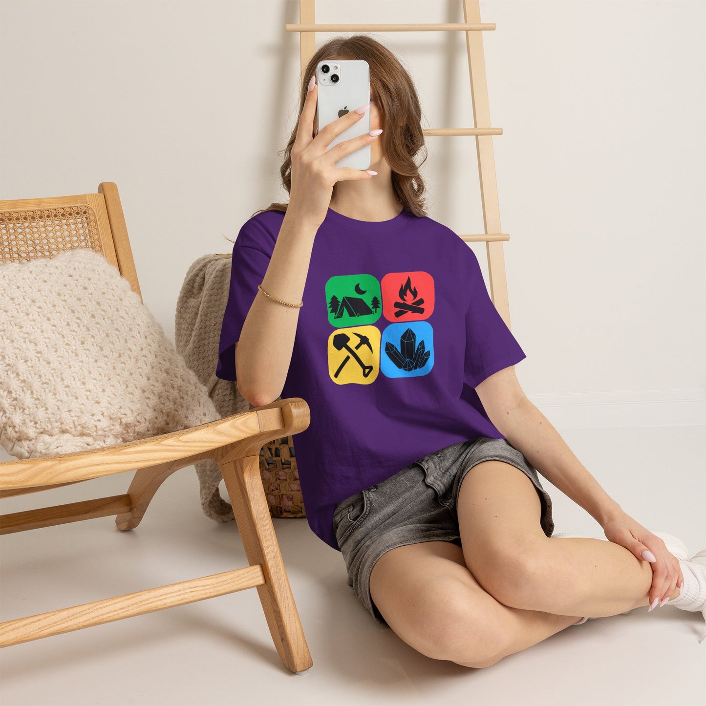 Color Block Icon Rockhound Camping Adventure Unisex Tee