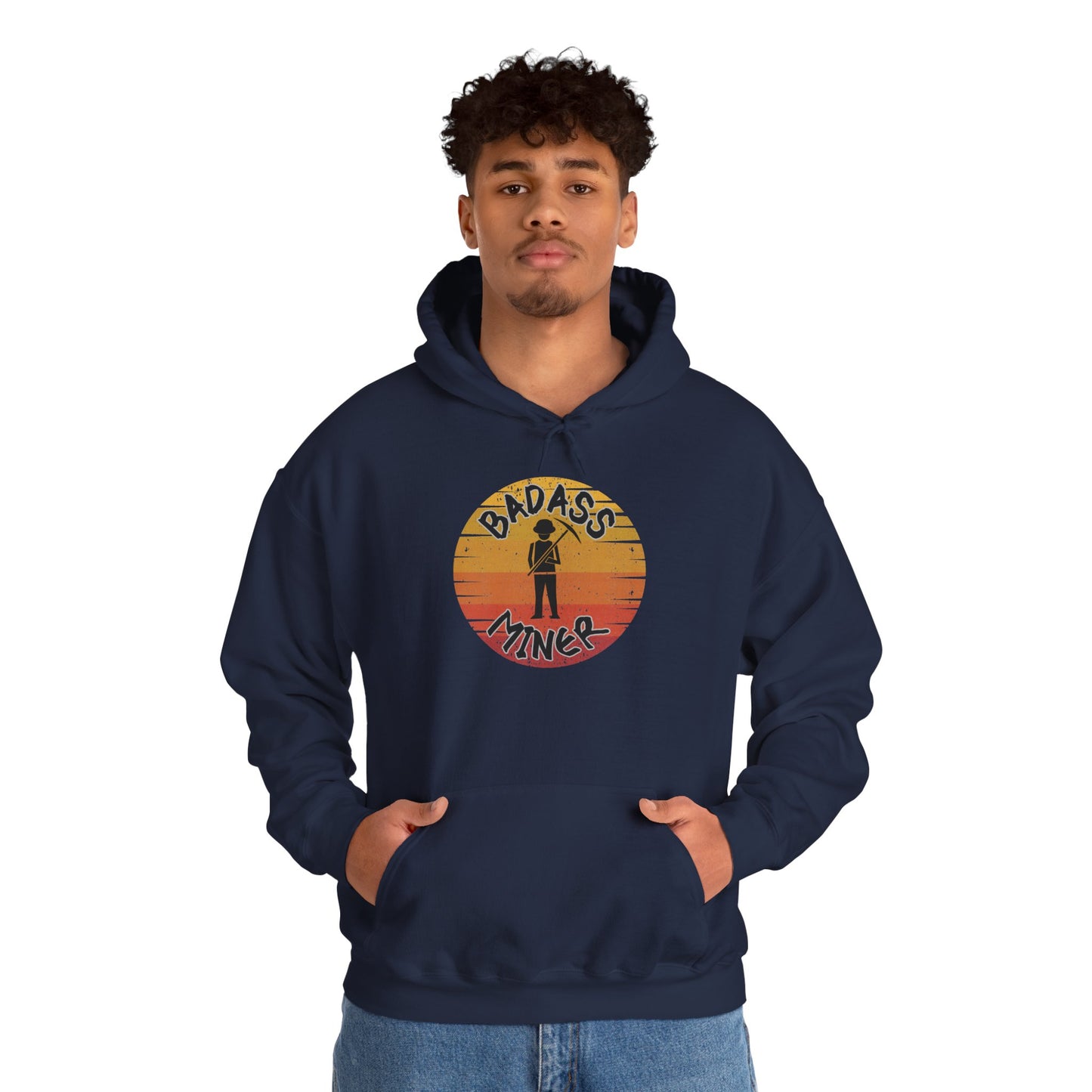 Badass Miner Rock Hammer Sunset Hoodie Unisex Hooded Sweatshirt
