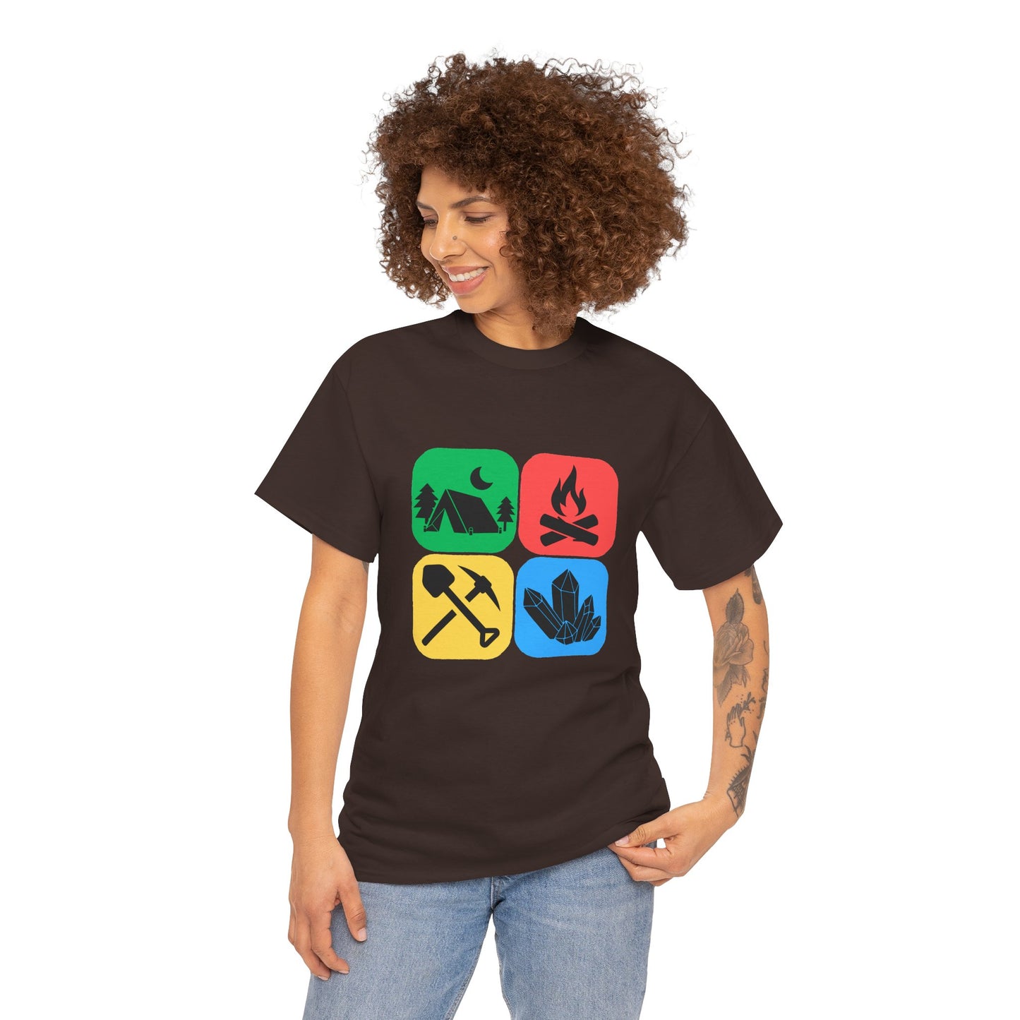 Color Block Icon Rockhound Camping Adventure Unisex Tee