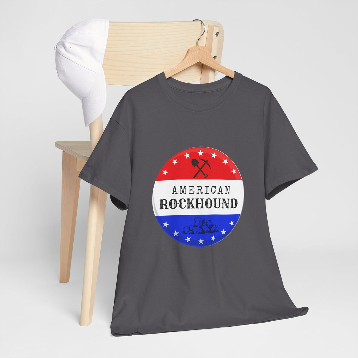 American Rockhound Tee, Patriotic Rock Collector Shirt, Red White Blue Geology Gift