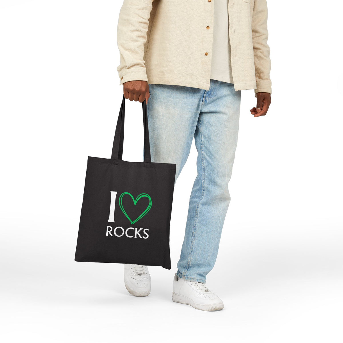 I Love Rocks Geology Tote Bag Rockhound Cotton Canvas Reusable