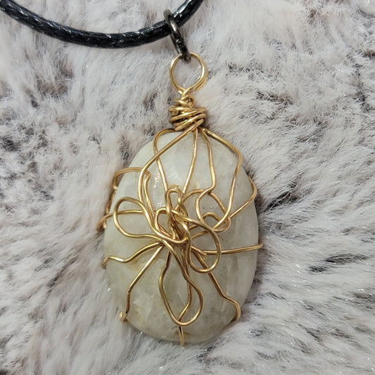 River Rock Necklace | Delicately Wire Wrapped Smooth Stone Pendant | Geology Themed Jewelry | Nature Themed Gift