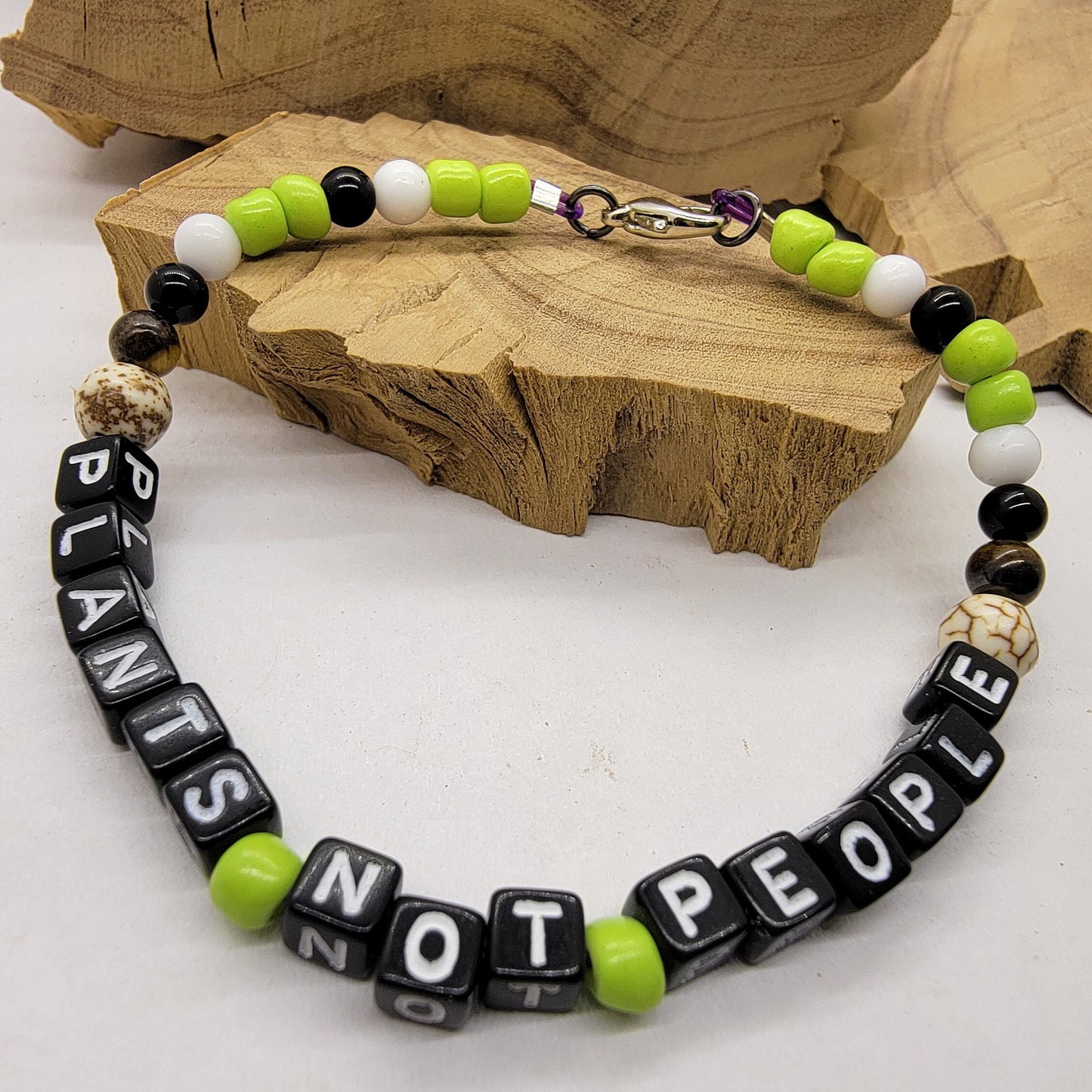 Plants Not People Bead Bracelet | Cute Funny Jewelry for Plant Lover or Gardener