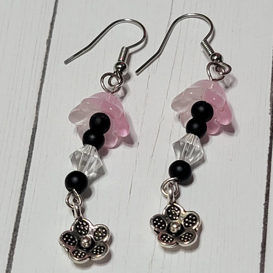 Cute Dangly Flower Earrings, Handmade Nature Themed Beaded Jewelry for Spring