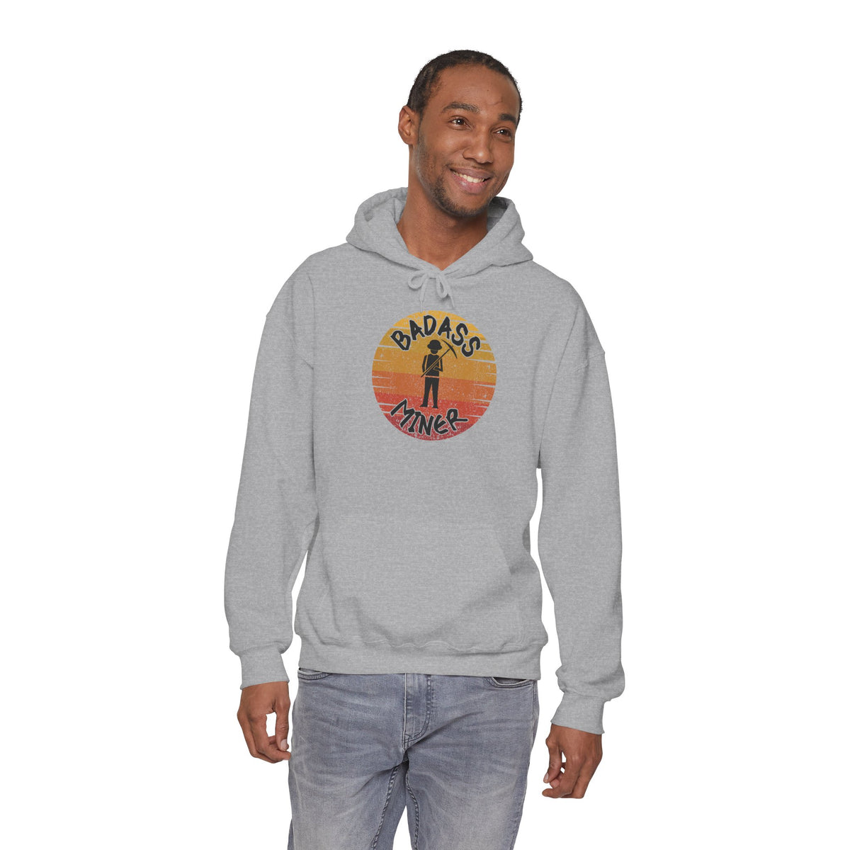 Badass Miner Rock Hammer Sunset Hoodie Unisex Hooded Sweatshirt