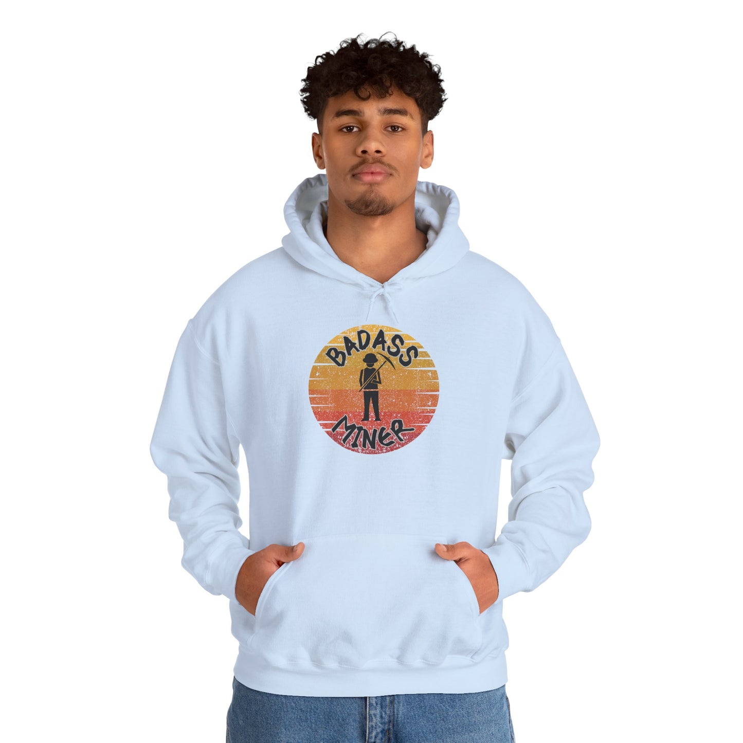 Badass Miner Rock Hammer Sunset Hoodie Unisex Hooded Sweatshirt