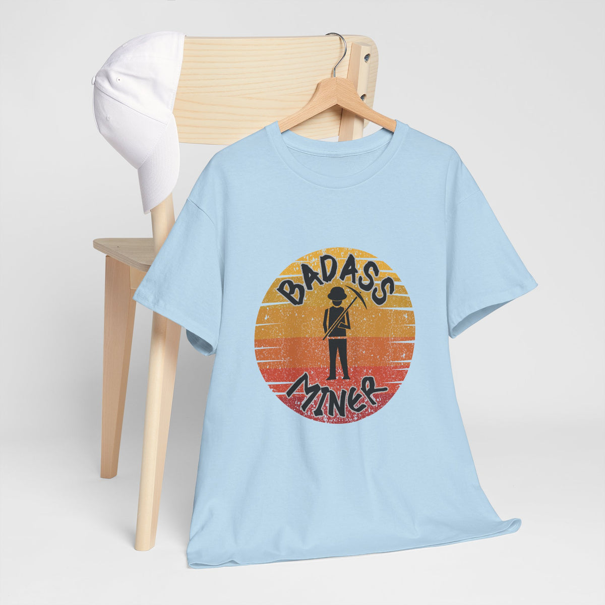 Badass Miner Rock Hammer Sunset Unisex Cotton Tee