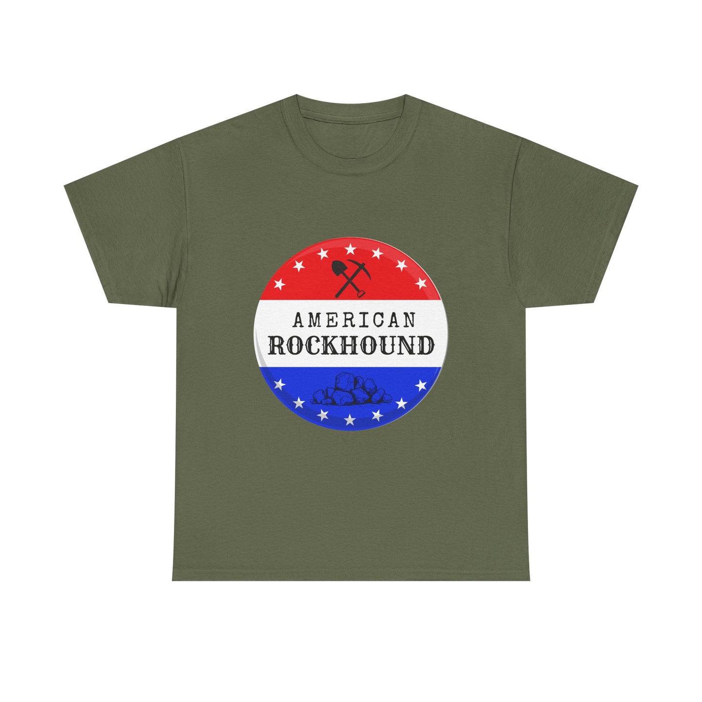 American Rockhound Unisex Tee, Red White Blue Rock Collector Shirt, Patriotic Mineral Top, Geology Gift, Crystal Tee, Geologist Apparel