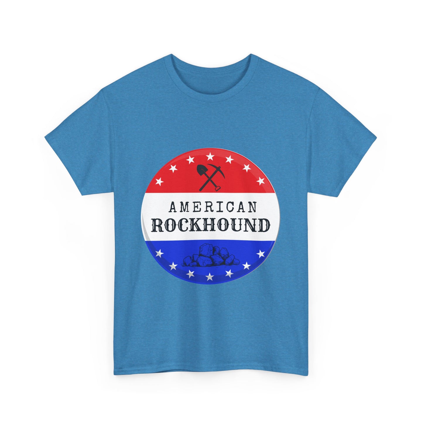 American Rockhound Unisex Tee, Red White Blue Rock Collector Shirt, Patriotic Mineral Top, Geology Gift, Crystal Tee, Geologist Apparel