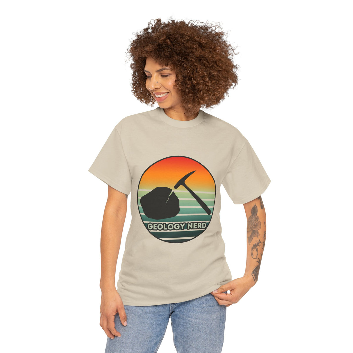 Geology Nerd T-Shirt Rock Hammer Sunset Silhouette Rockhound Geologist Gift