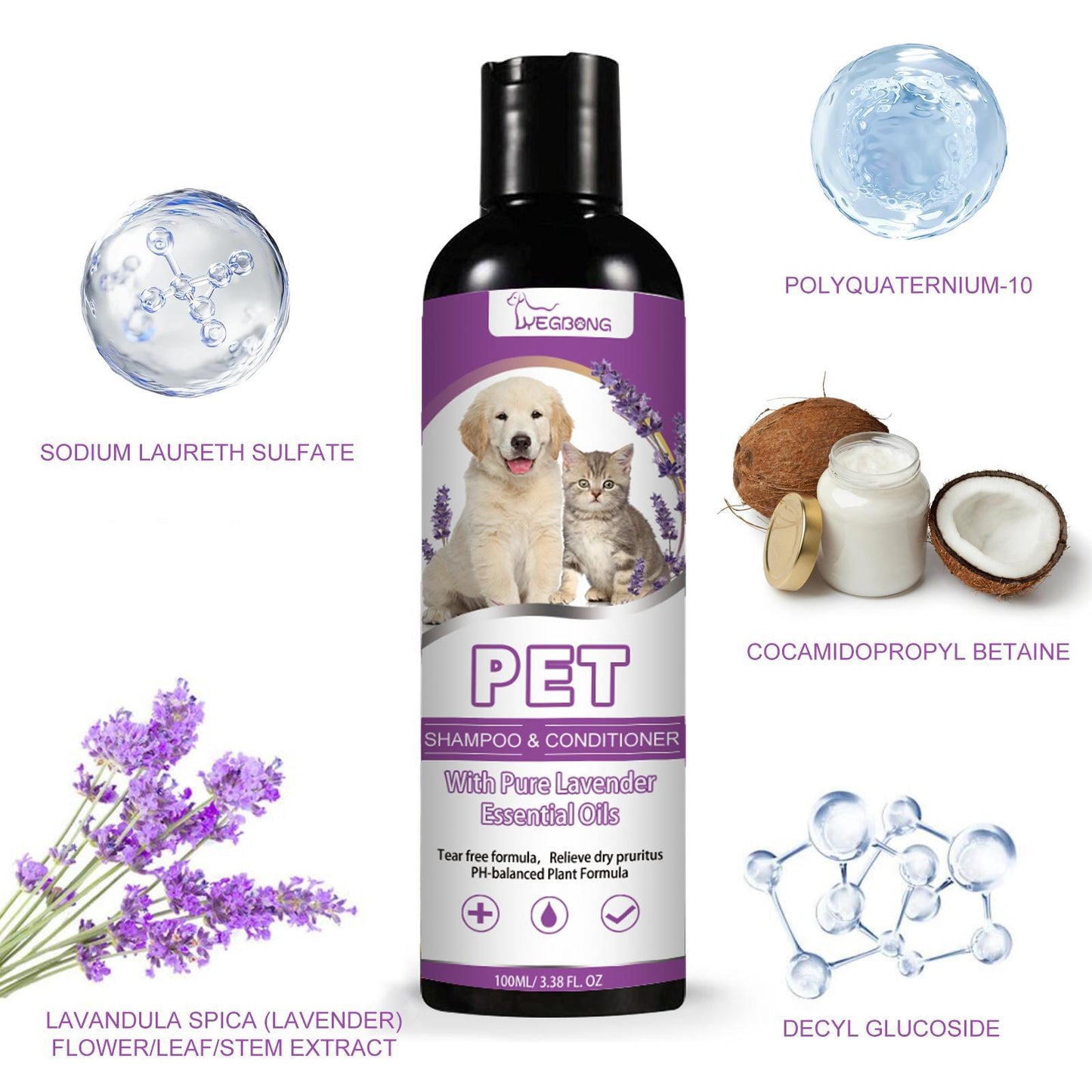 Pet Shampoo and Conditioner Lavender Oil for Dogs and Cats