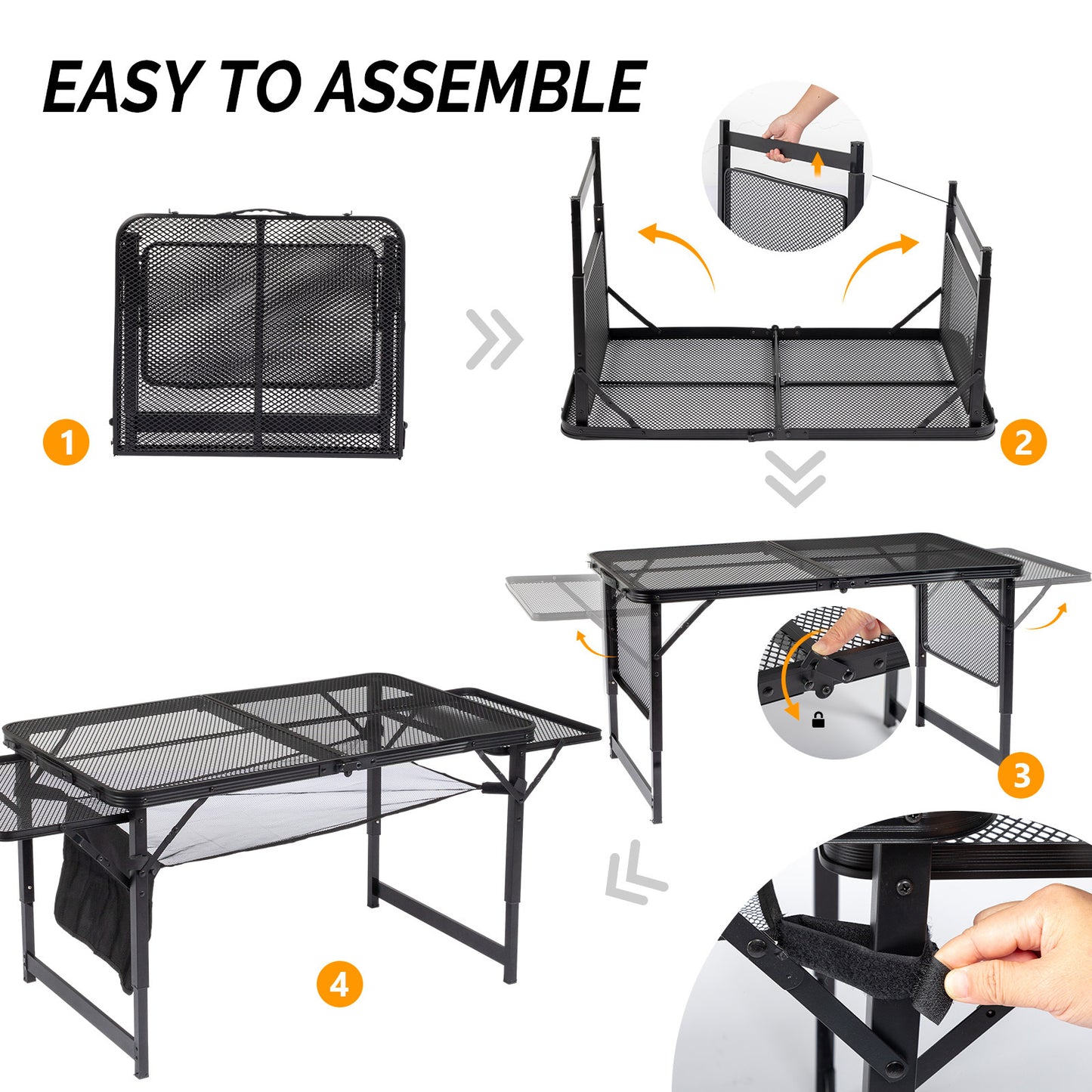 4.7 ft Black Outdoor Folding Table