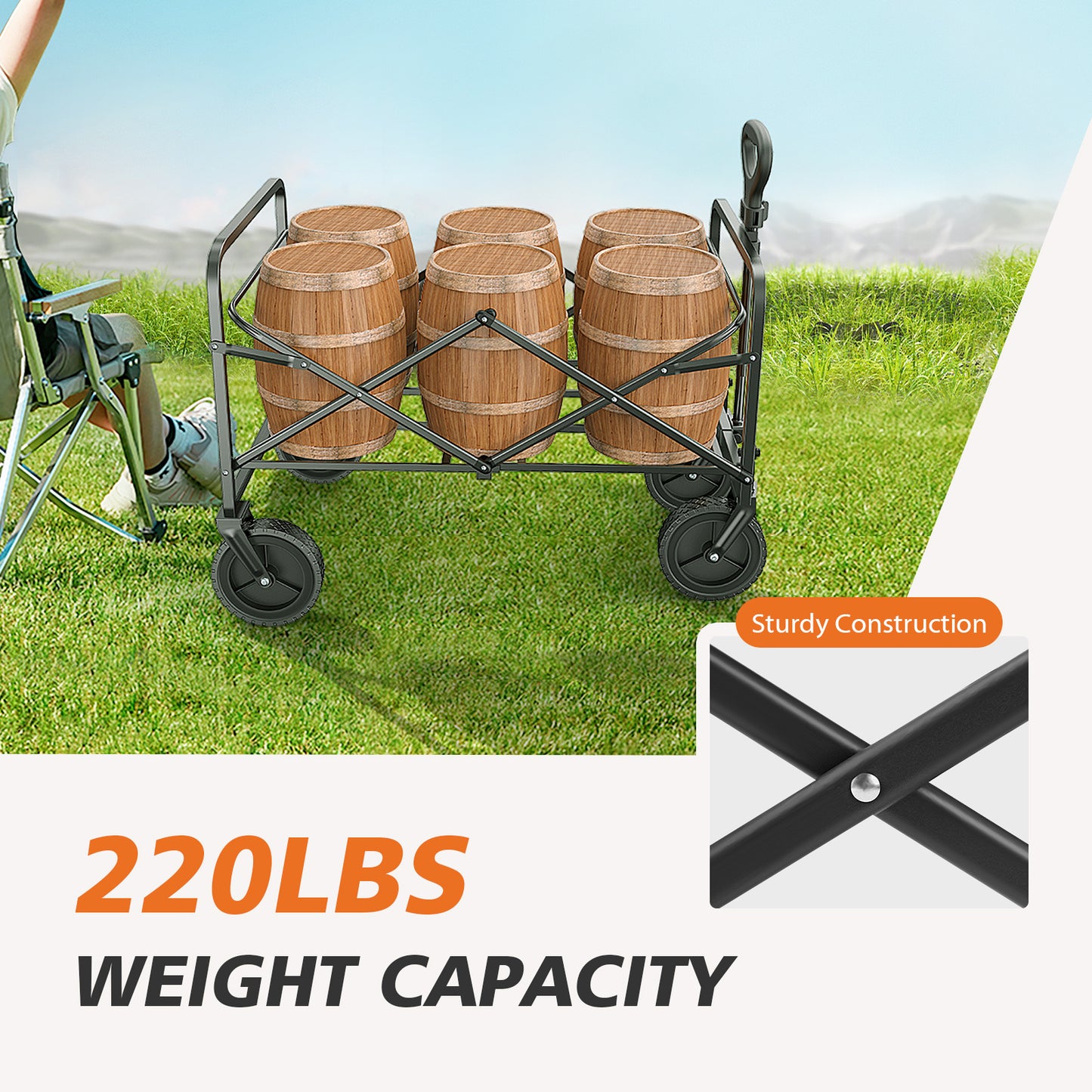 Foldable Wagon For Camping And Shopping, Great for Rock Shows!
