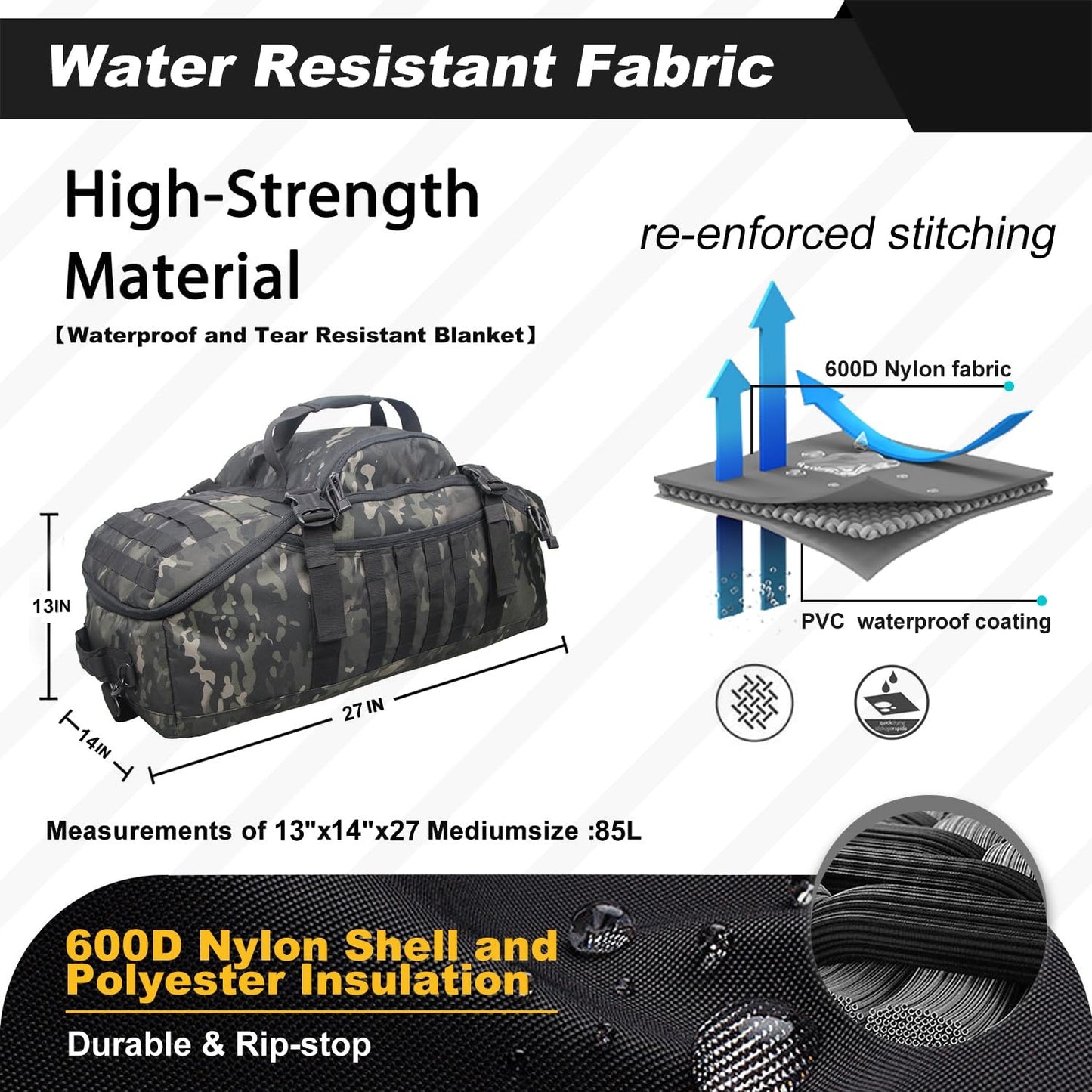 3 in 1 Military Backpack Travel Duffle Bag – The Ultimate Gear Companion for Adventurers on the Move
