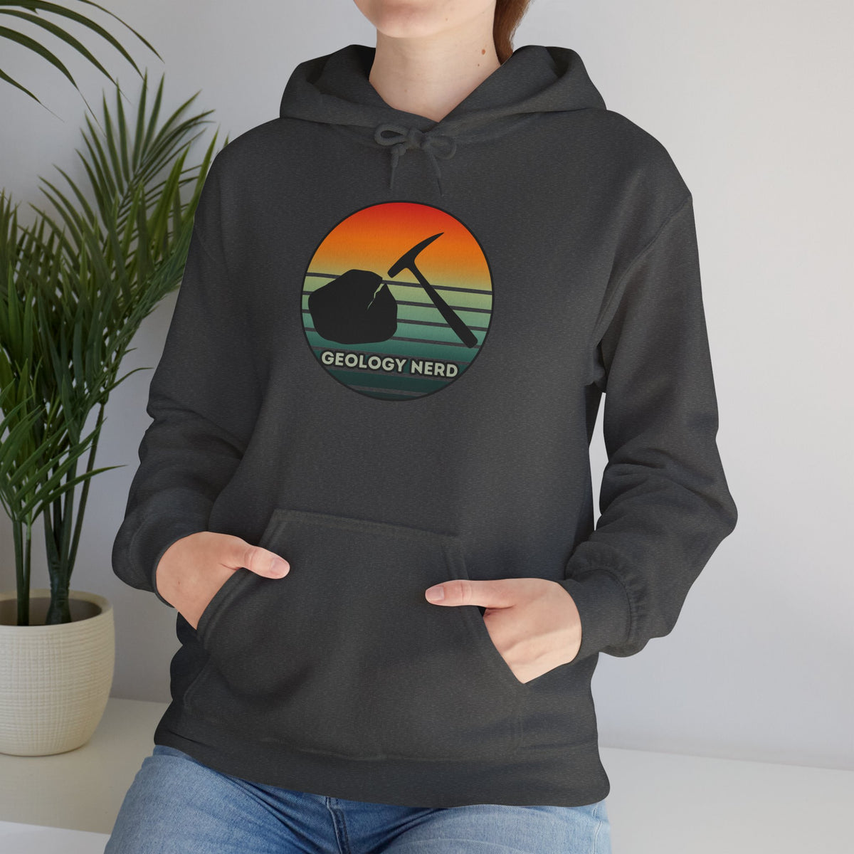 Geology Nerd Hoodie Rock Hammer Sunset Silhouette Rockhound Gift Unisex