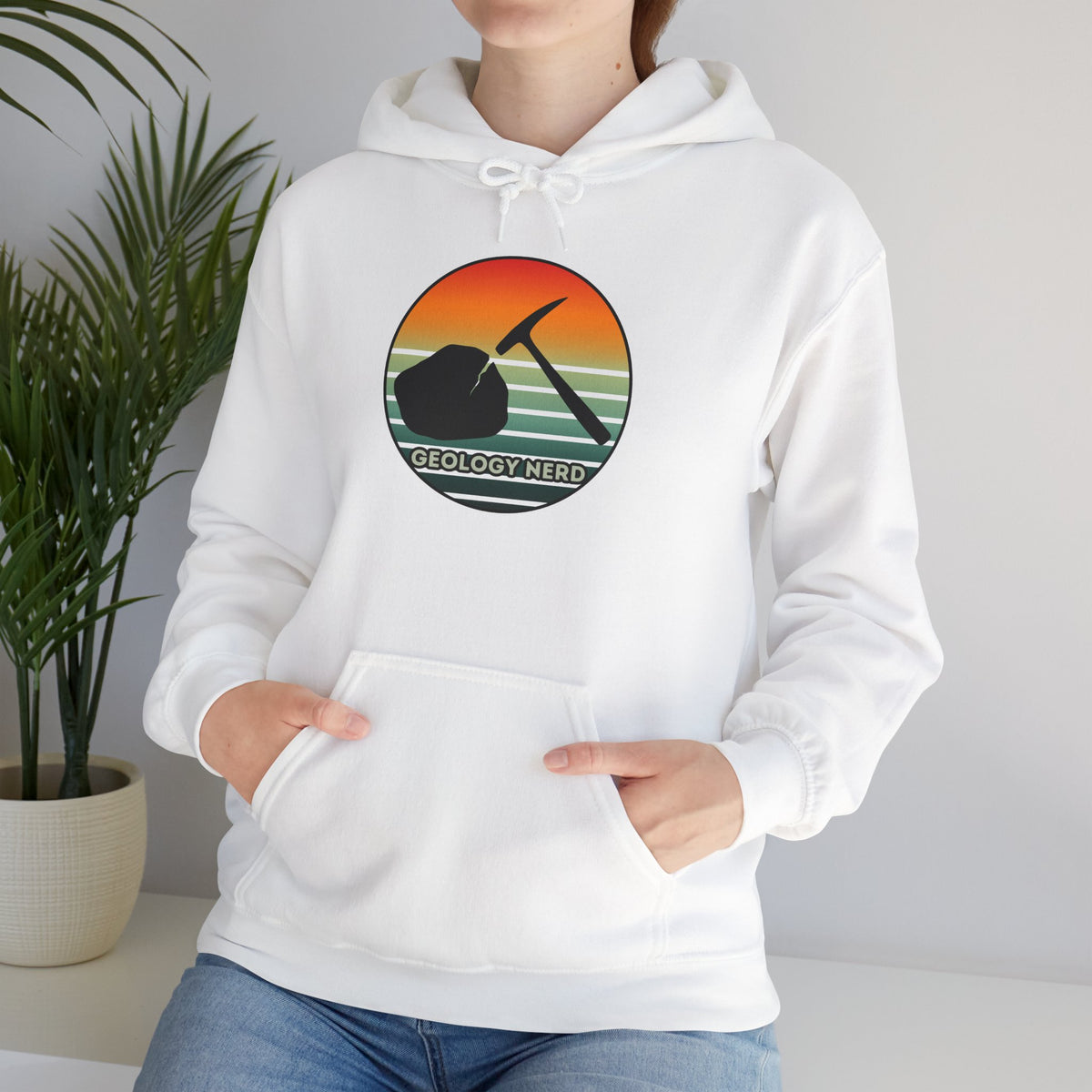 Geology Nerd Hoodie Rock Hammer Sunset Silhouette Rockhound Gift Unisex