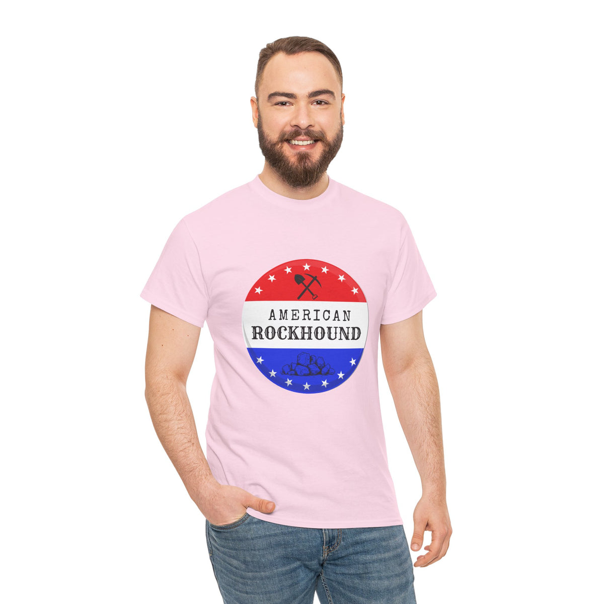 American Rockhound Tee, Patriotic Rock Collector Shirt, Red White Blue Geology Gift