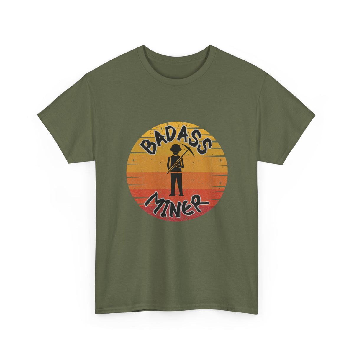 Badass Miner Rock Hammer Sunset Unisex Cotton Tee