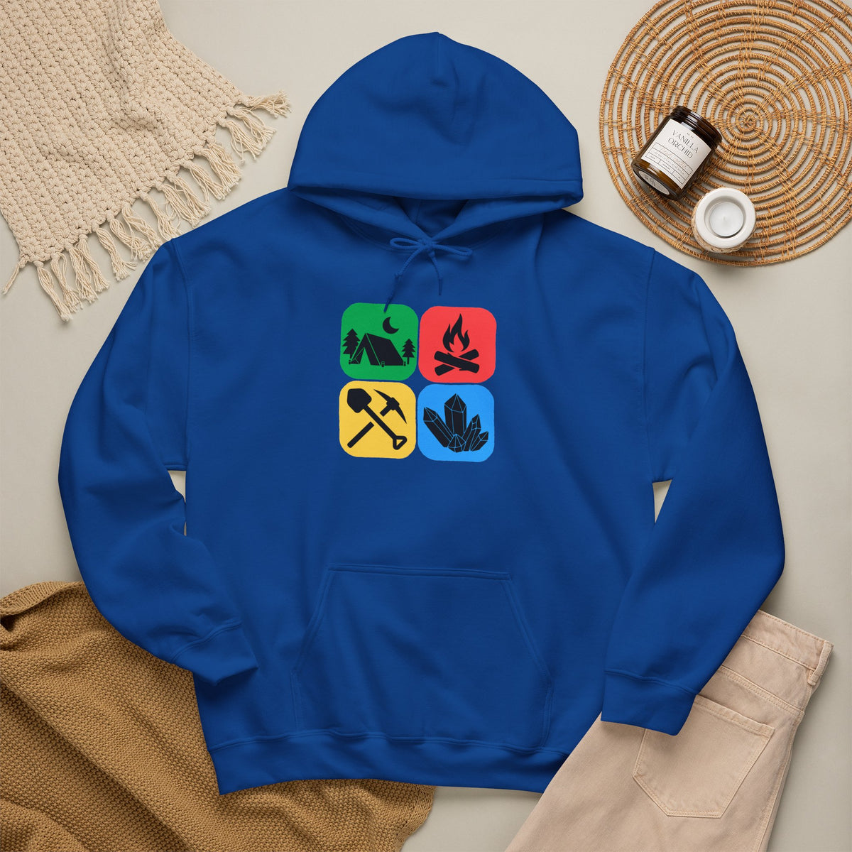 Color Block Icon Rockhound Hoodie Camping Adventure Unisex Hooded Sweatshirt