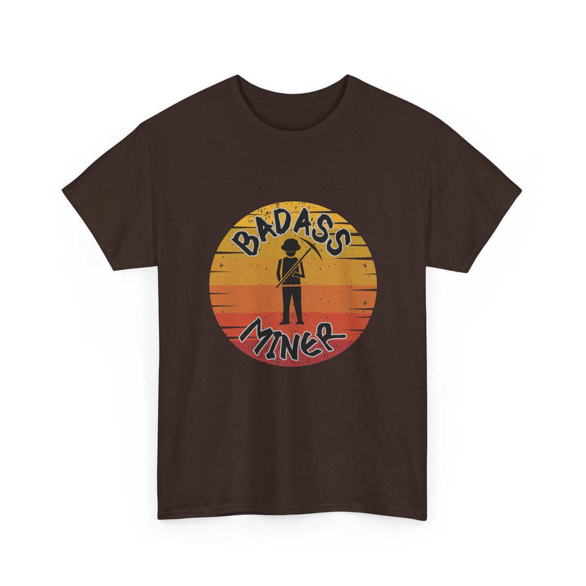 Badass Miner Rock Hammer Sunset Unisex Cotton Tee