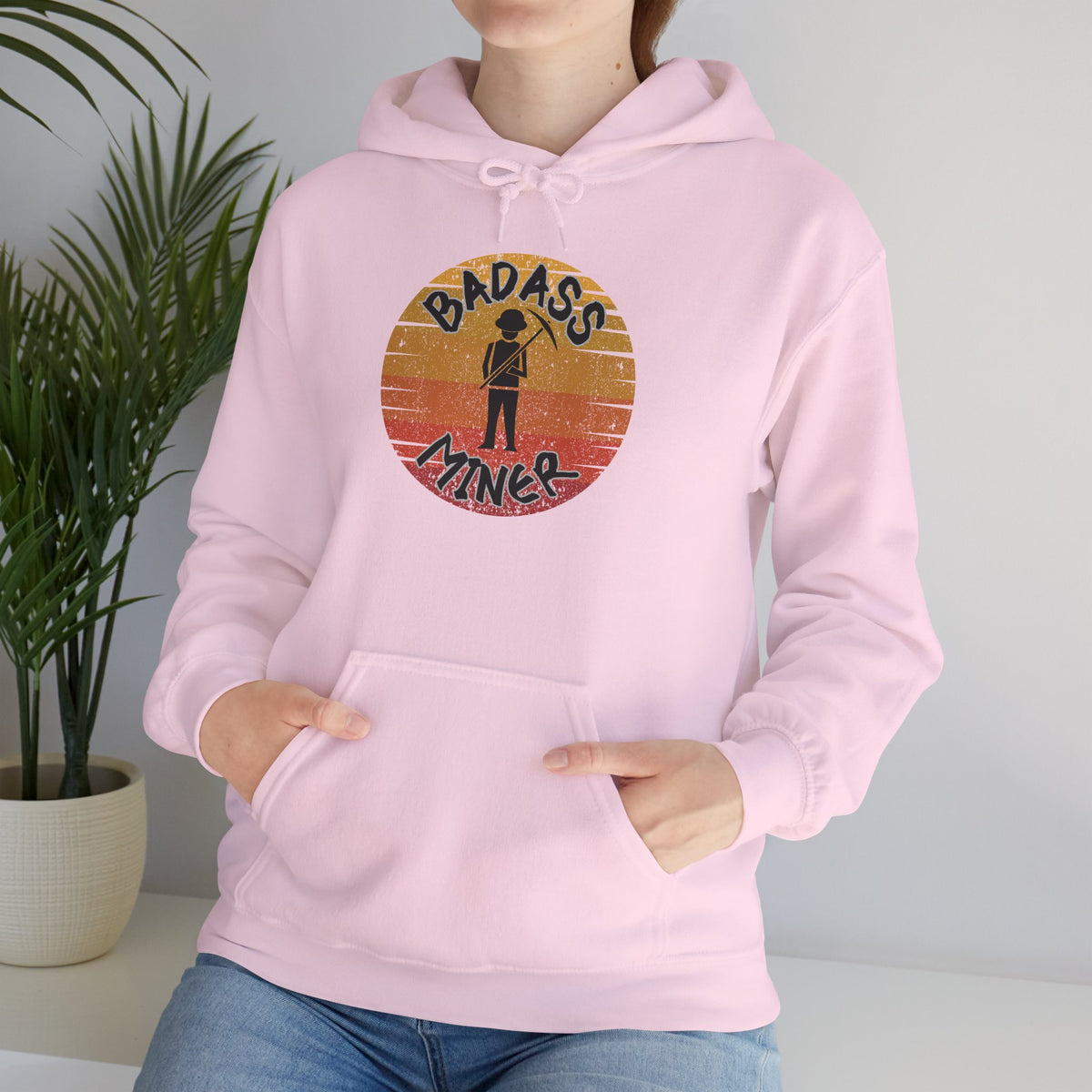 Badass Miner Rock Hammer Sunset Hoodie Unisex Hooded Sweatshirt