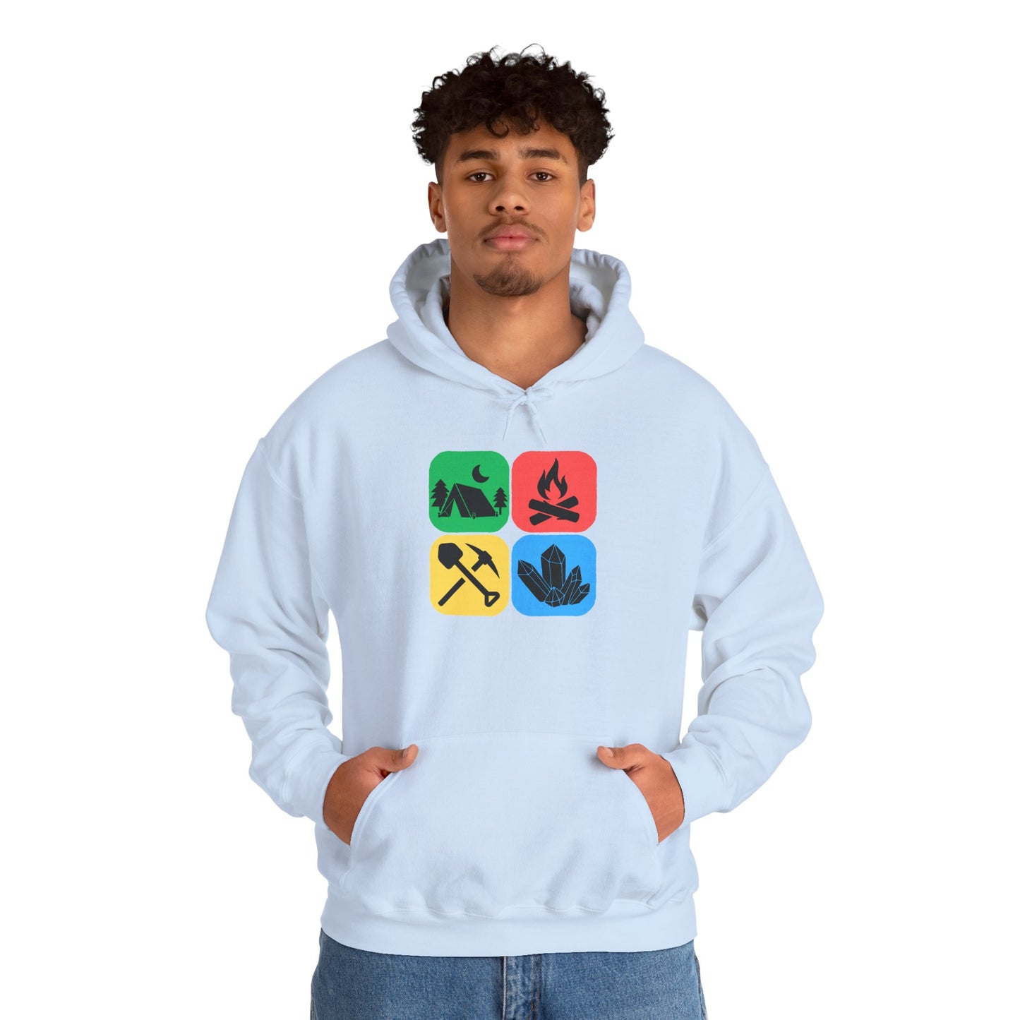 Color Block Icon Rockhound Hoodie Camping Adventure Unisex Hooded Sweatshirt