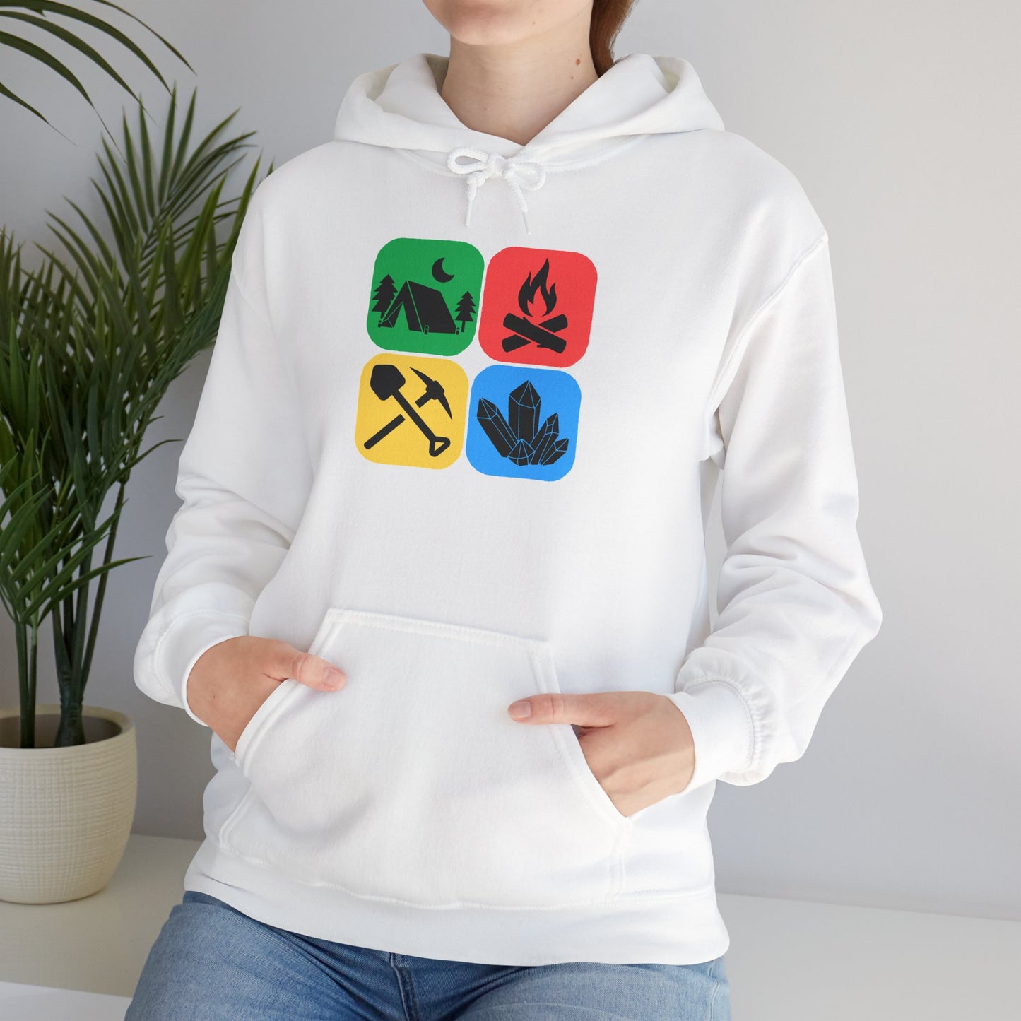 Color Block Icon Rockhound Hoodie Camping Adventure Unisex Hooded Sweatshirt