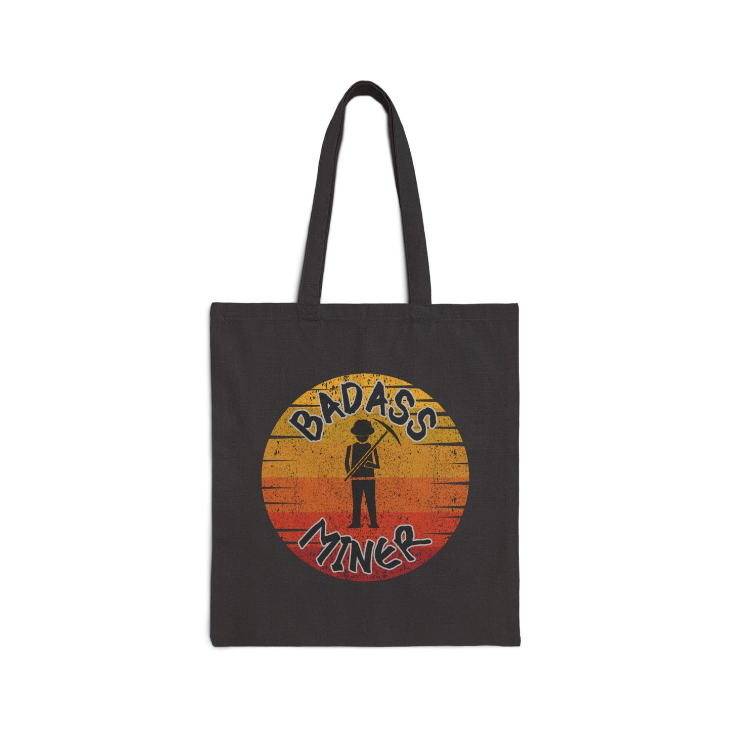 Badass Miner Geology Sunset Silhouette Cotton Canvas Tote Bag