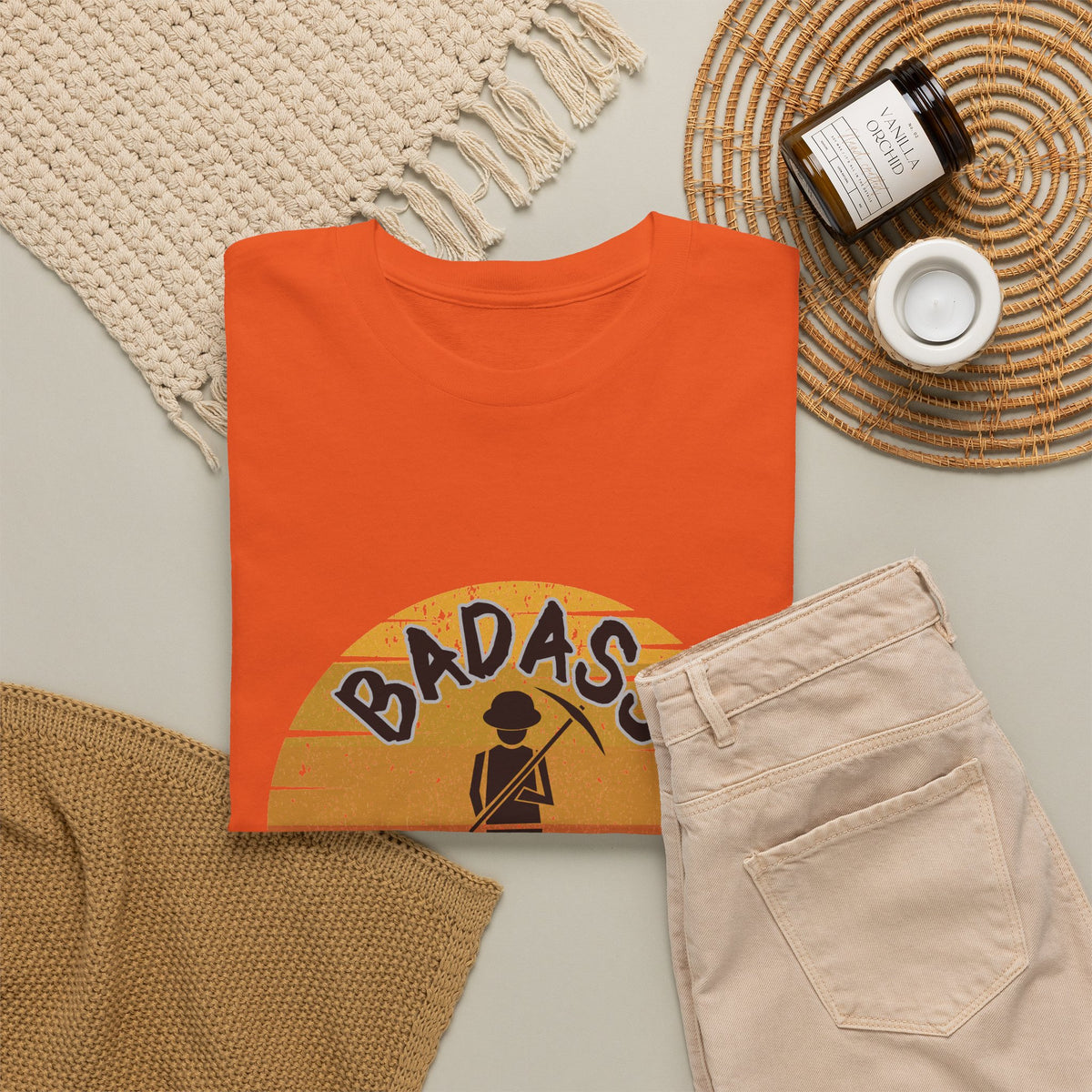 Badass Miner Rock Hammer Sunset Unisex Cotton Tee