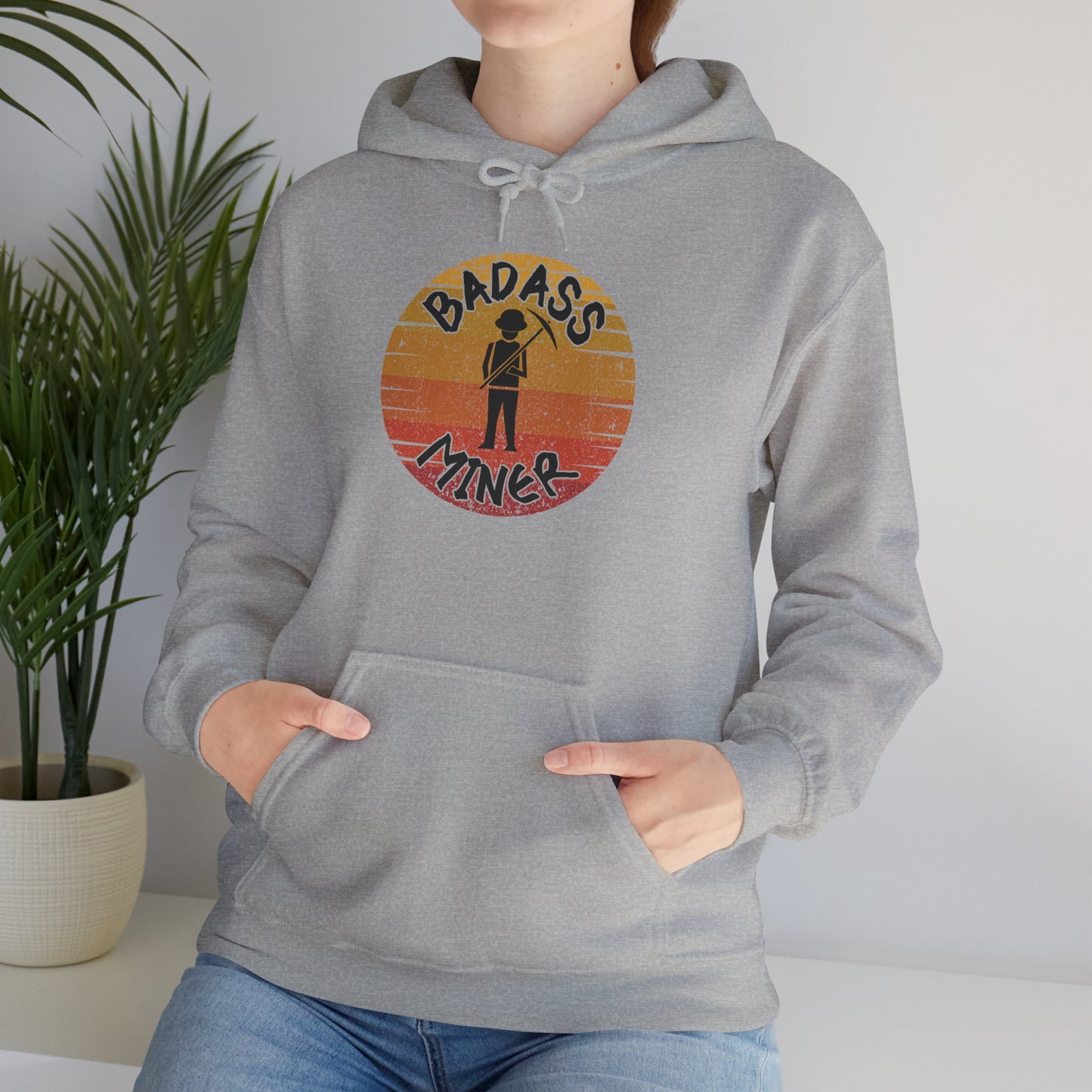 Badass Miner Rock Hammer Sunset Hoodie Unisex Hooded Sweatshirt