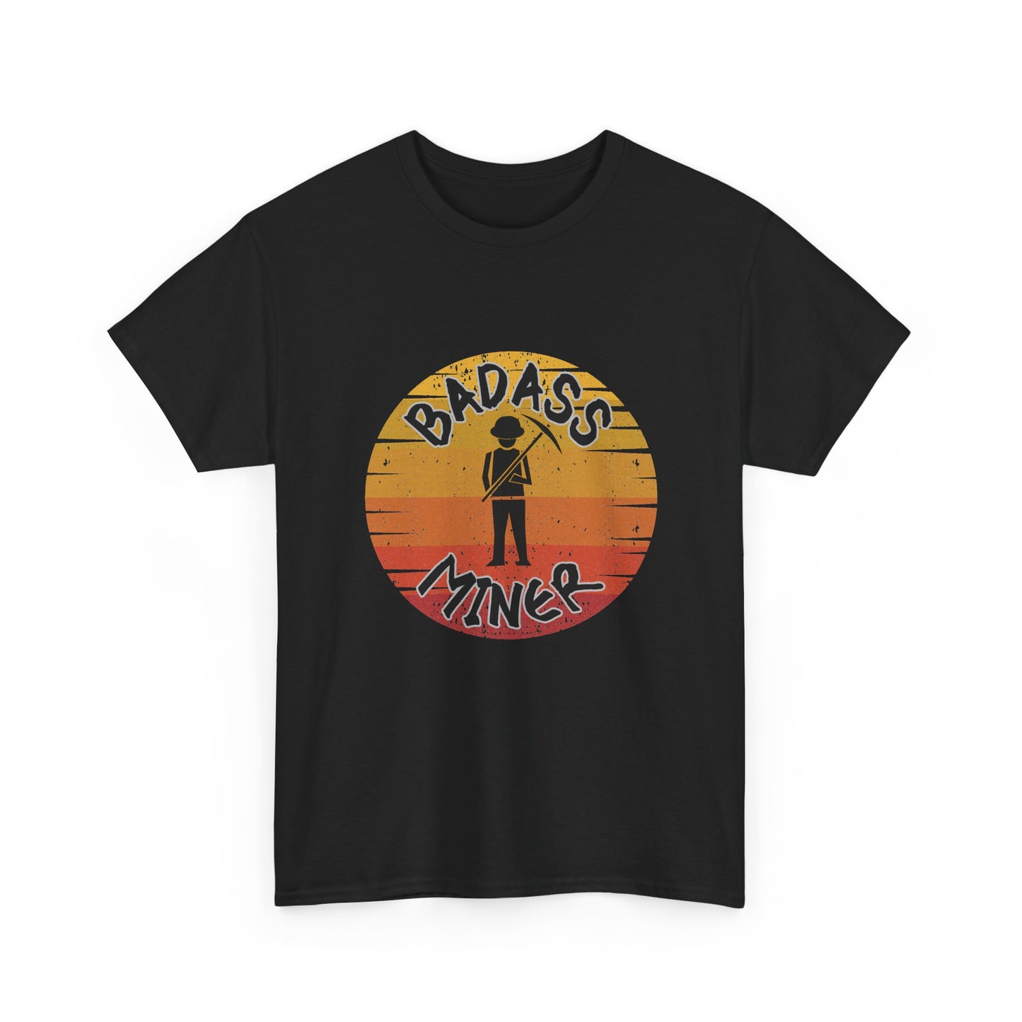 Badass Miner Rock Hammer Sunset Unisex Cotton Tee