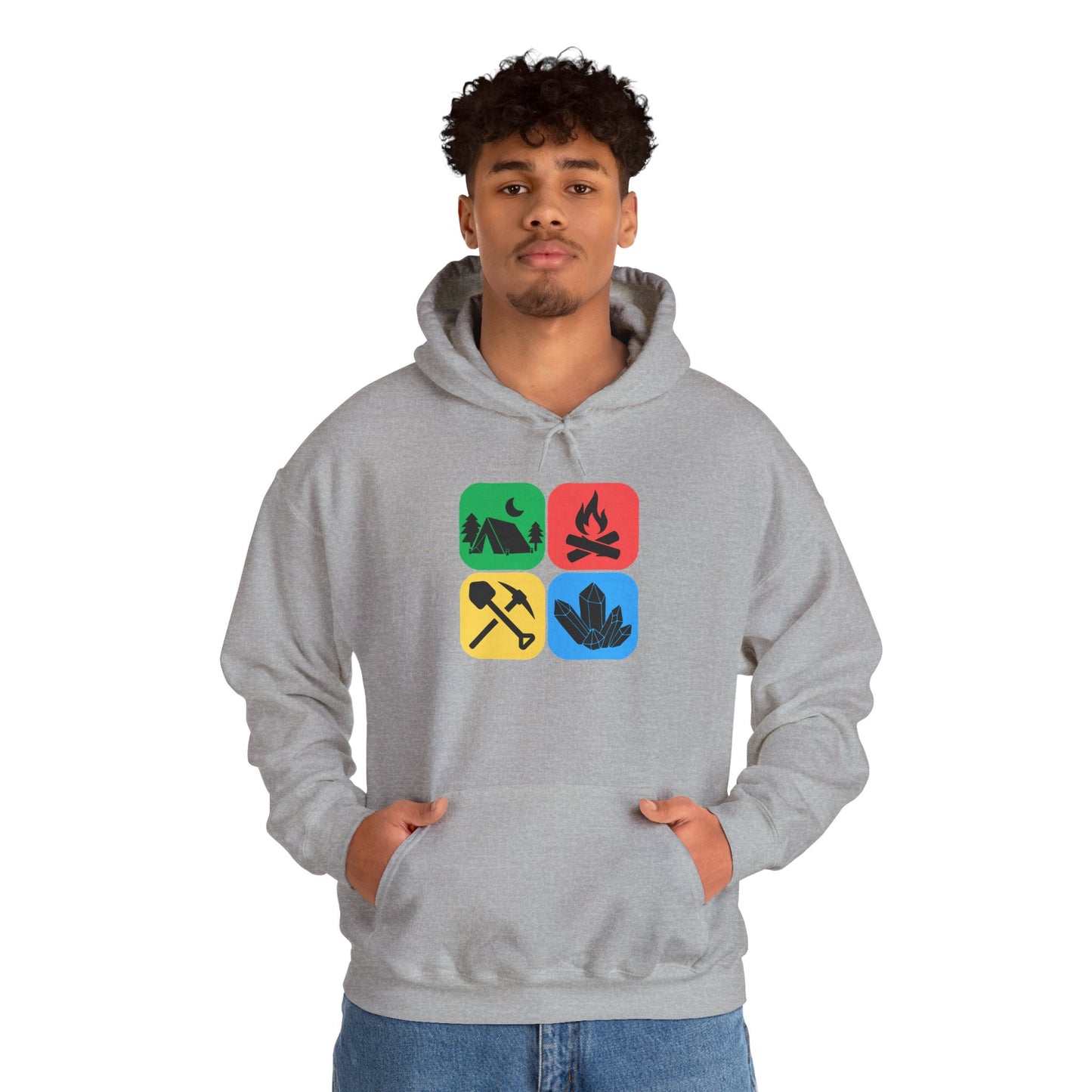 Color Block Icon Rockhound Hoodie Camping Adventure Unisex Hooded Sweatshirt