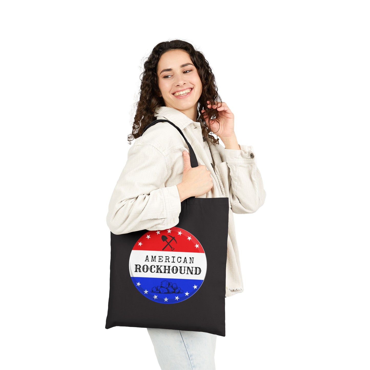 American Rockhound Tote Bag Patriot Geology Rockhound Cotton Canvas