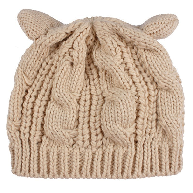 Cat Ear Beanie for Winter Cute Knitted Hat