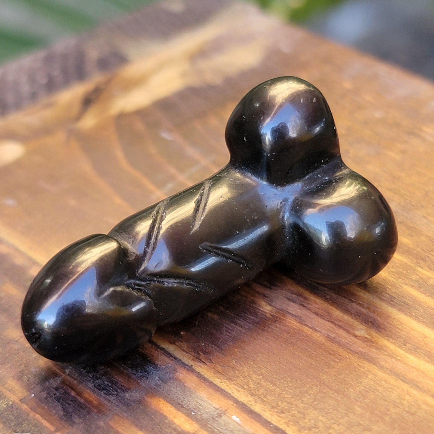 1.5" Miniature Carved Obsidian Penis | Black Gemstone Carving | Cute Funny Gift