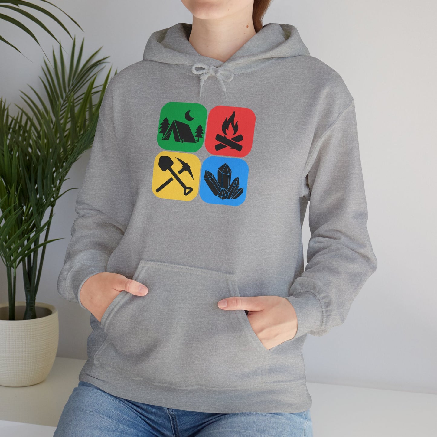 Color Block Icon Rockhound Hoodie Camping Adventure Unisex Hooded Sweatshirt