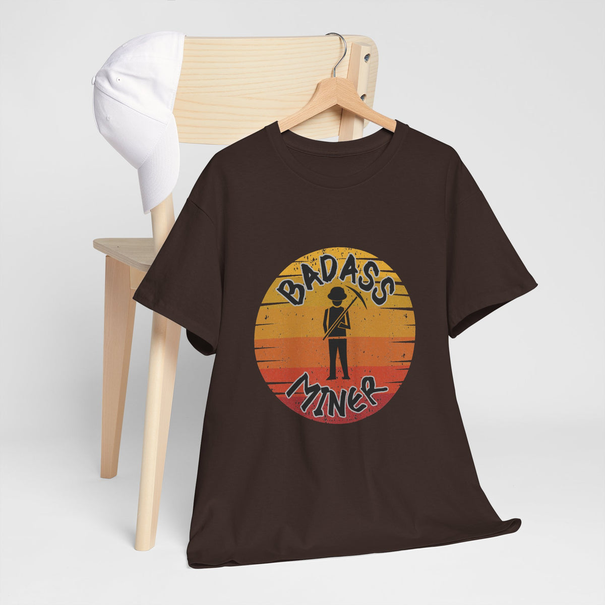 Badass Miner Rock Hammer Sunset Unisex Cotton Tee