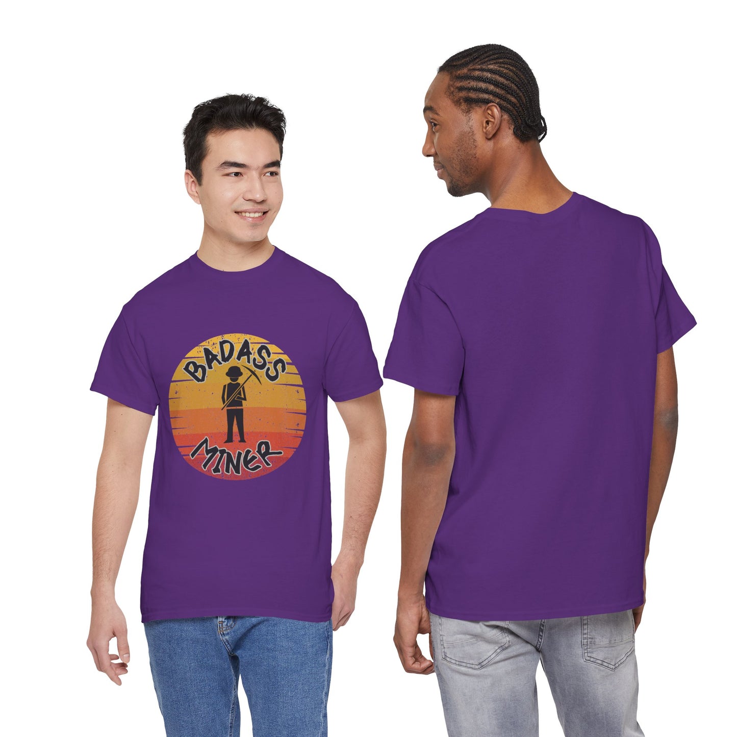 Badass Miner Rock Hammer Sunset Unisex Cotton Tee