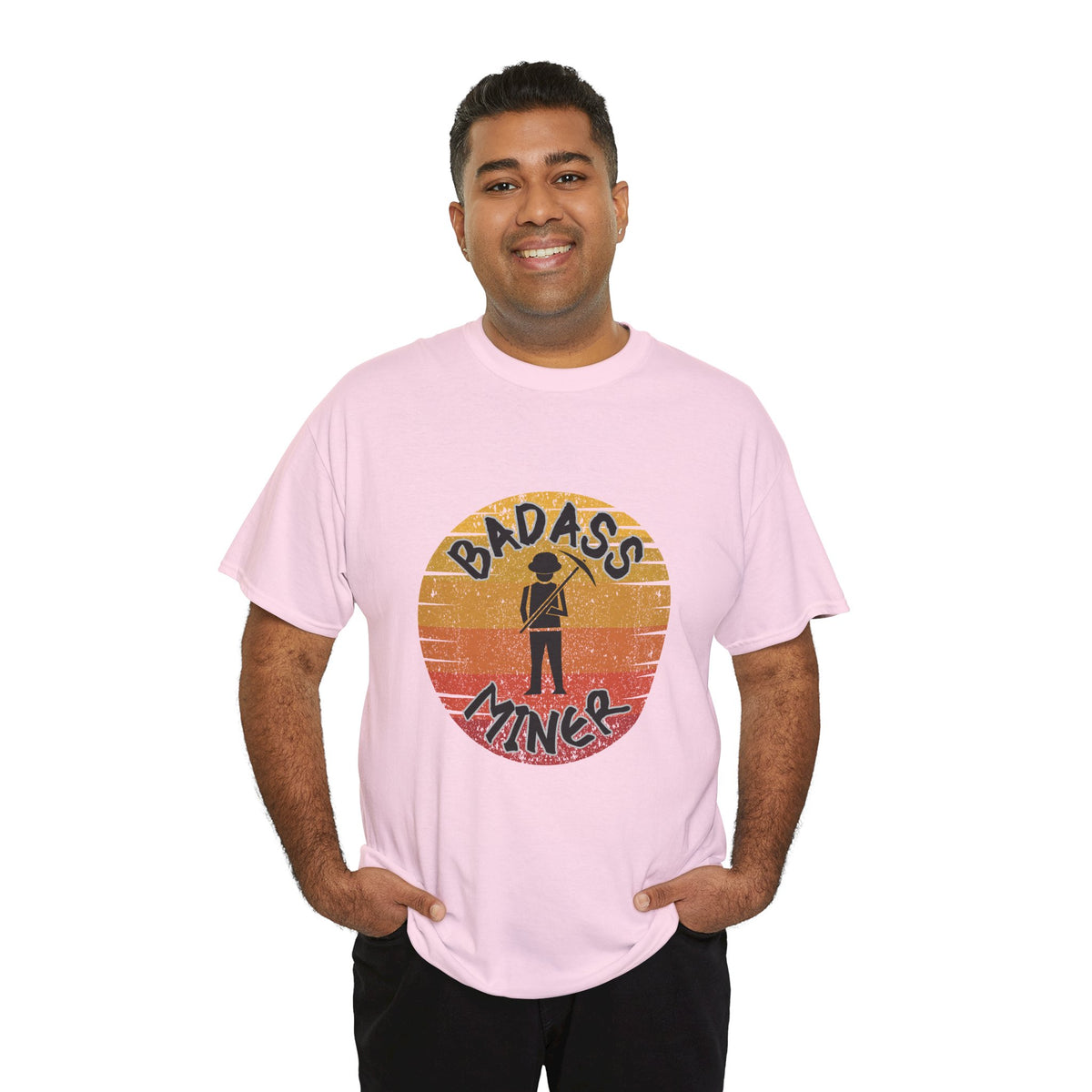 Badass Miner Rock Hammer Sunset Unisex Cotton Tee
