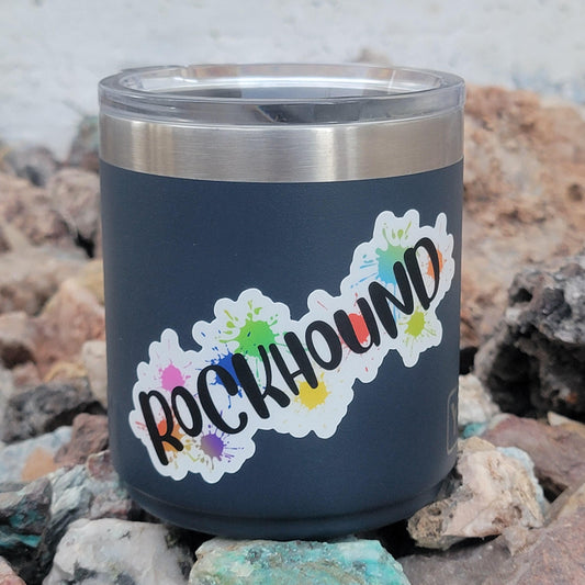 Rockhound Sticker | Colorful Splatter Paint and Letters | Unique Gift for People who Collect Rocks