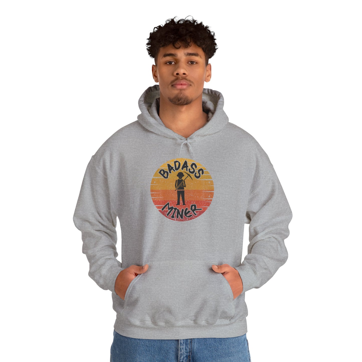 Badass Miner Rock Hammer Sunset Hoodie Unisex Hooded Sweatshirt