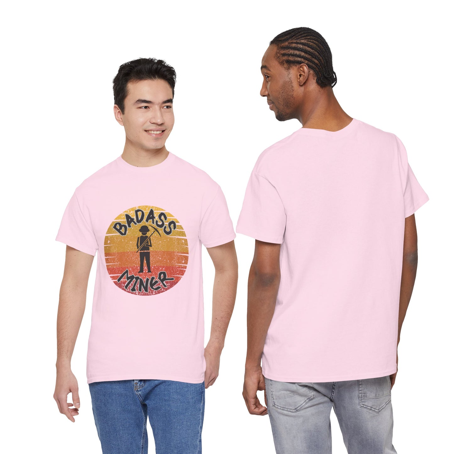 Badass Miner Rock Hammer Sunset Unisex Cotton Tee