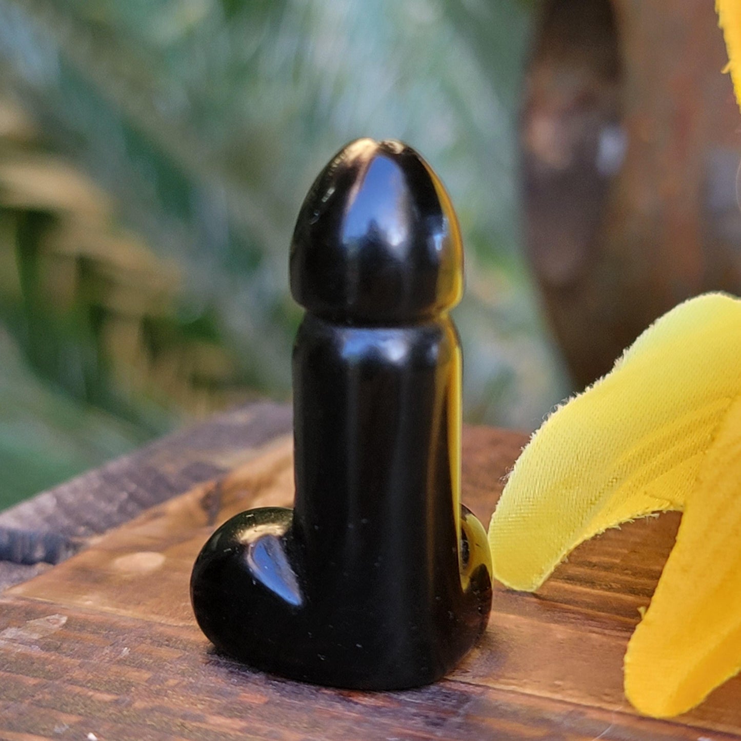 1.5" Miniature Carved Obsidian Penis | Black Gemstone Carving | Cute Funny Gift