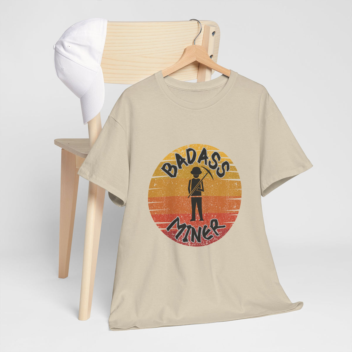 Badass Miner Rock Hammer Sunset Unisex Cotton Tee