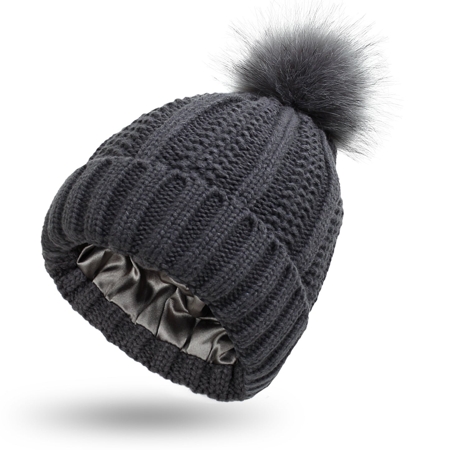 Satin-Lined Wool Knit Beanie for Outdoor Lovers & Adventurers – Warm, Windproof, Frizz-Free Winter Hat with Paisley Lining